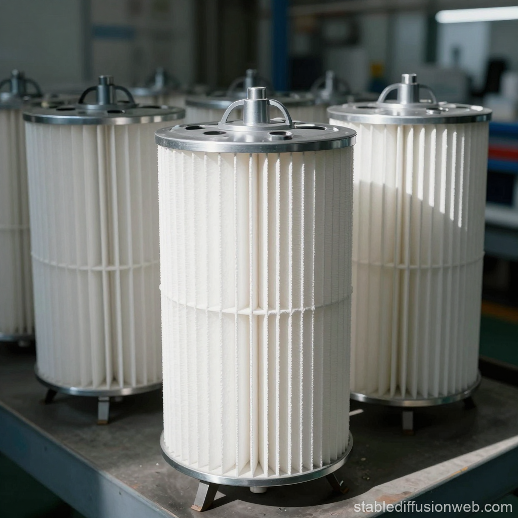 Industrial Air Filter Close-Up in Factory Setting