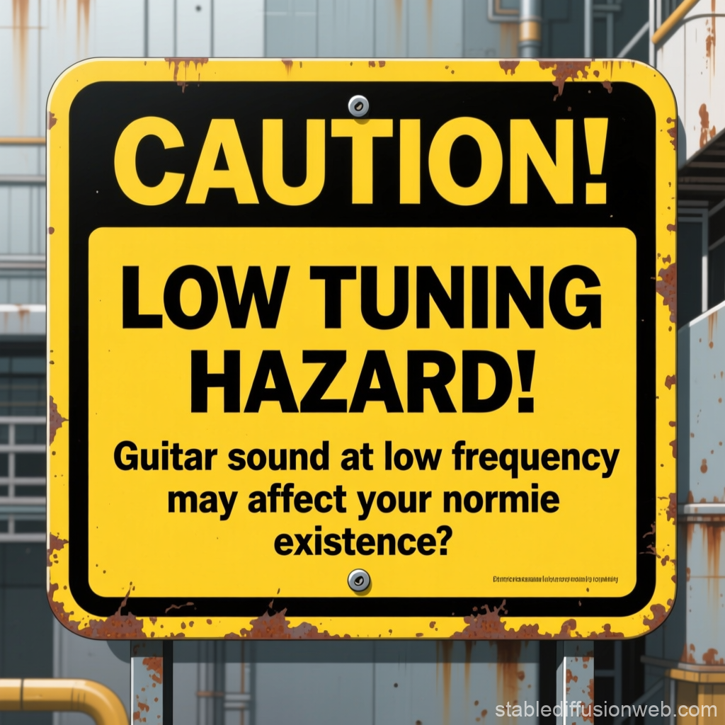 Industrial Caution Sign Warning of Low Guitar Tuning Hazard