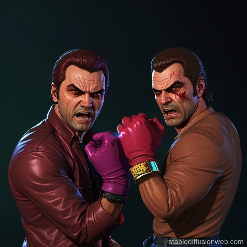 Intense 3D Render of Two Fierce Fighters with Boxing Gloves