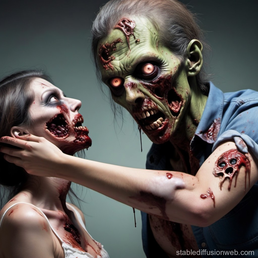 Intense Close-Up of Two Zombies in Horror Scene