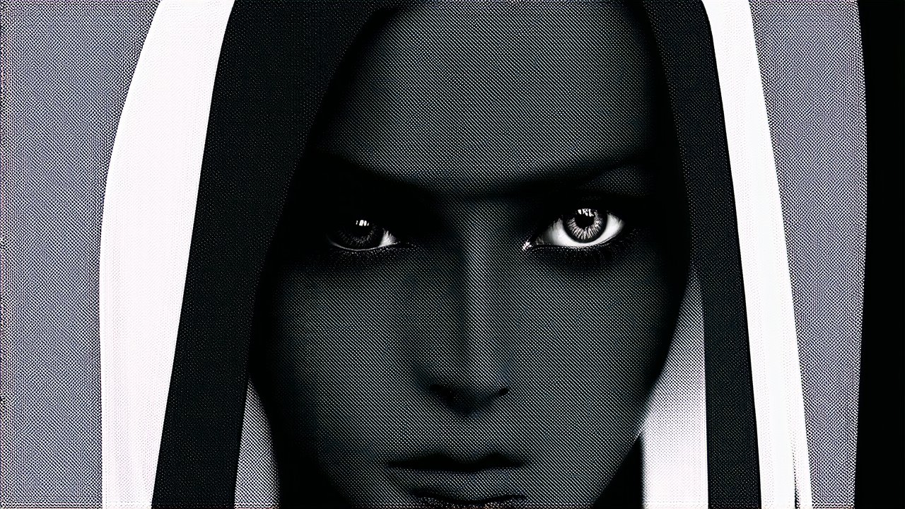 Intense Close-Up of Veiled Eyes in Black and White