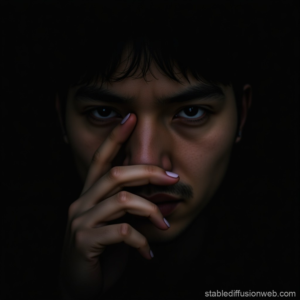 Intense Portrait of a Man in Low Light