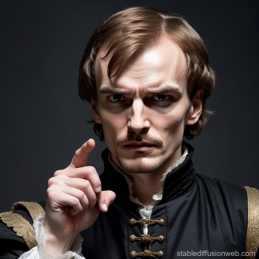 Intense Renaissance Man Pointing Forward