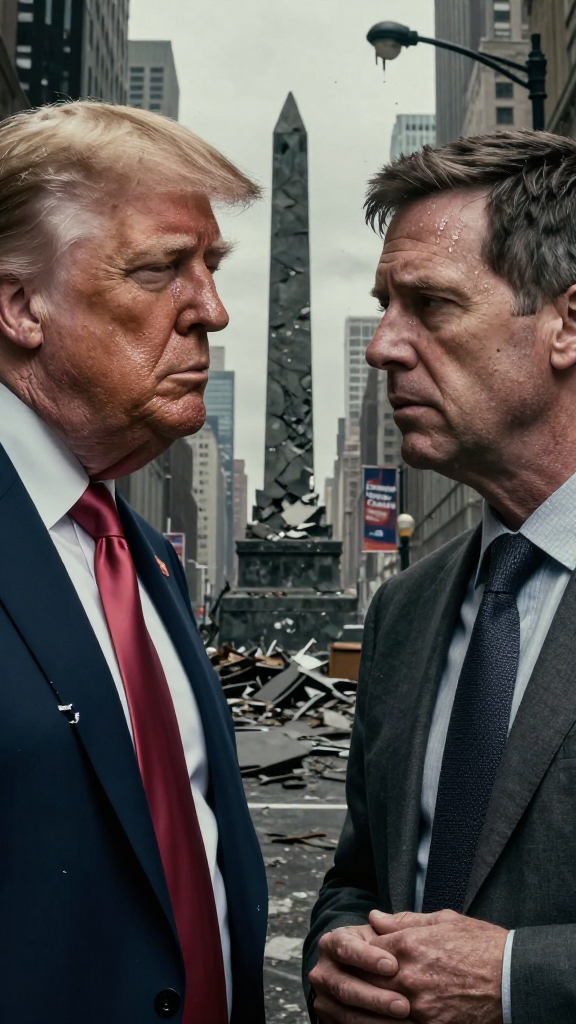 Intense Standoff Between Two Men in Urban Ruins