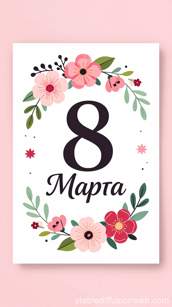 International Women's Day Floral Card in Russian