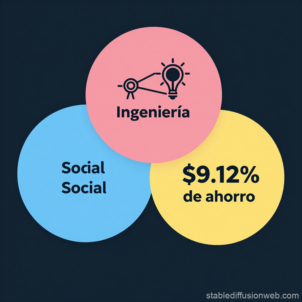 Interwoven Circles Representing Engineering, Social, and Savings Concepts