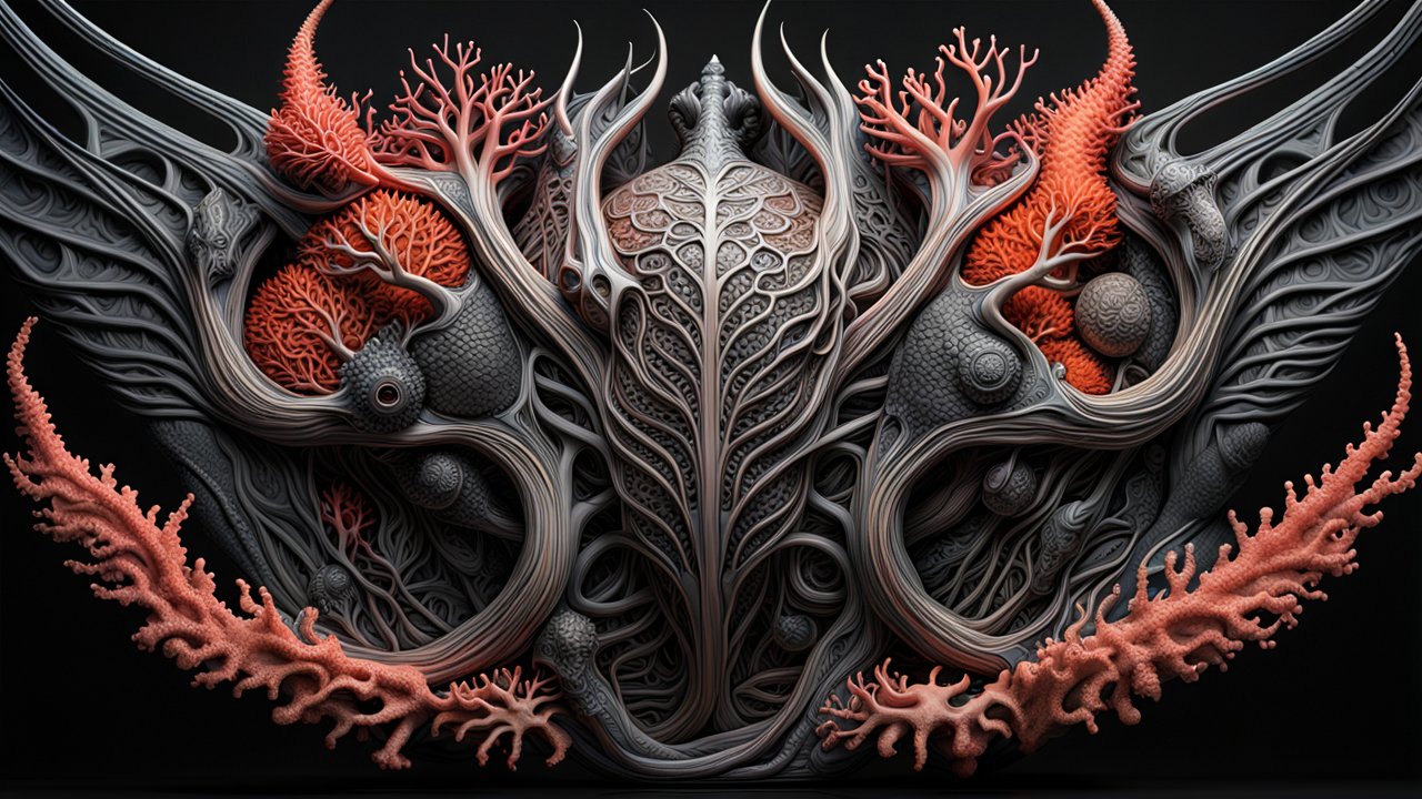Intricate 3D-Rendered Organic Abstract Sculpture