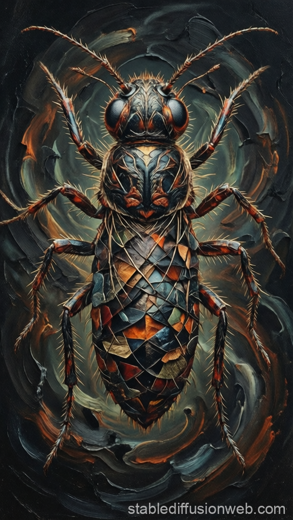 Intricate 90s Persian Rave Insect Artwork