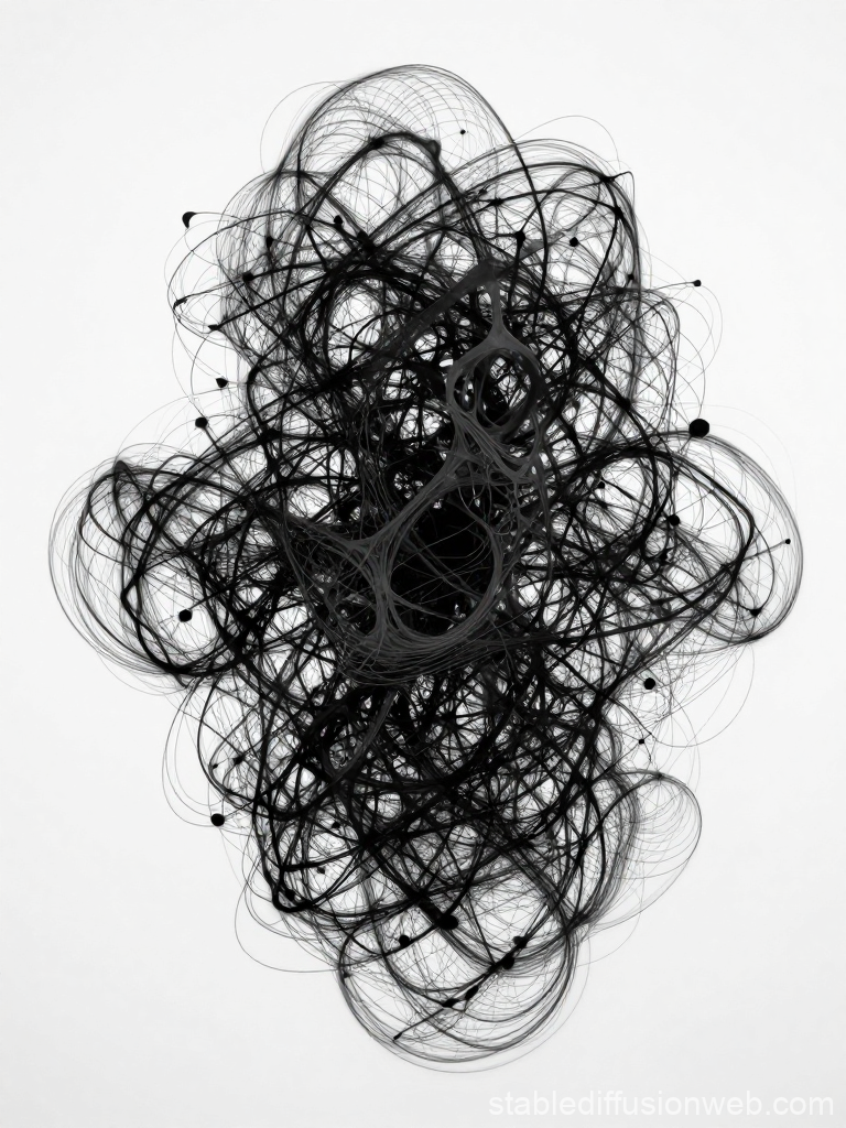 Intricate Abstract Digital Sculpture in Black and White
