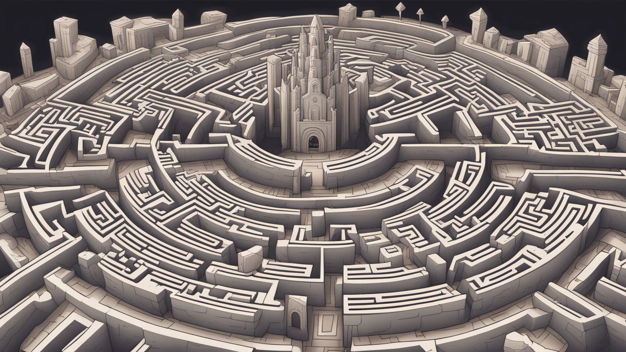 Intricate Fantasy Maze with Central Tower