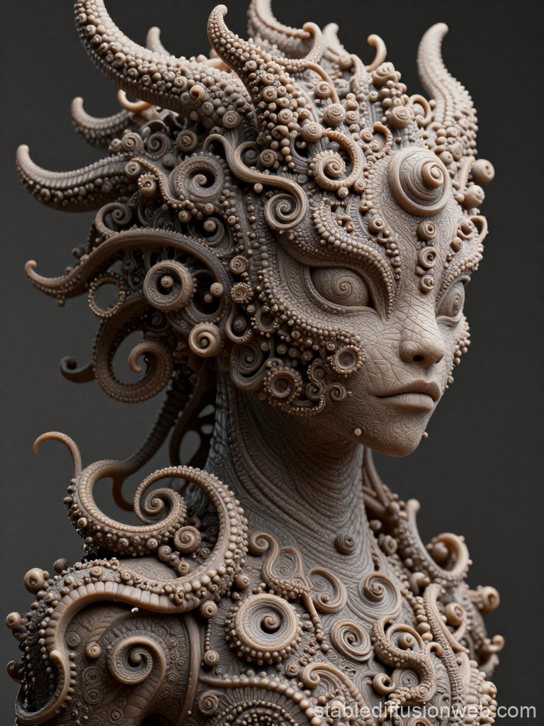 Intricate Fractal Mythical Creature Closeup