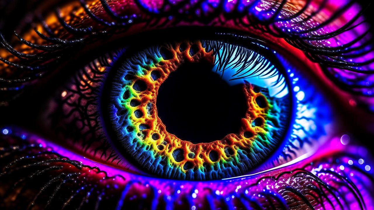 Intricate Galaxy Pattern in a Human Eye Close-Up