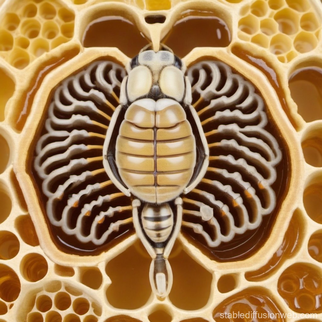 Intricate Honeycomb with Stylized Bee Design
