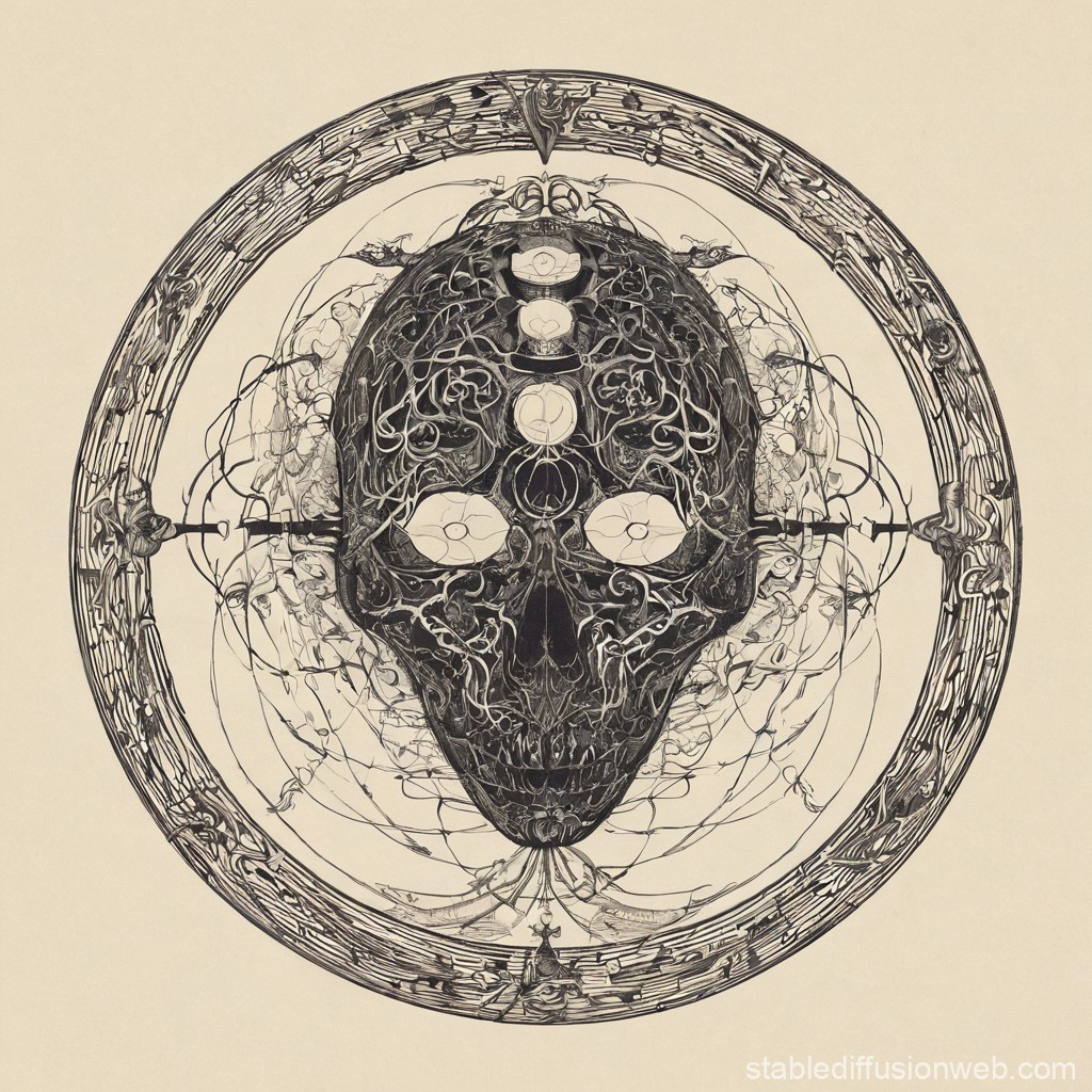 Intricate Ornate Skull with Mystical Symbols
