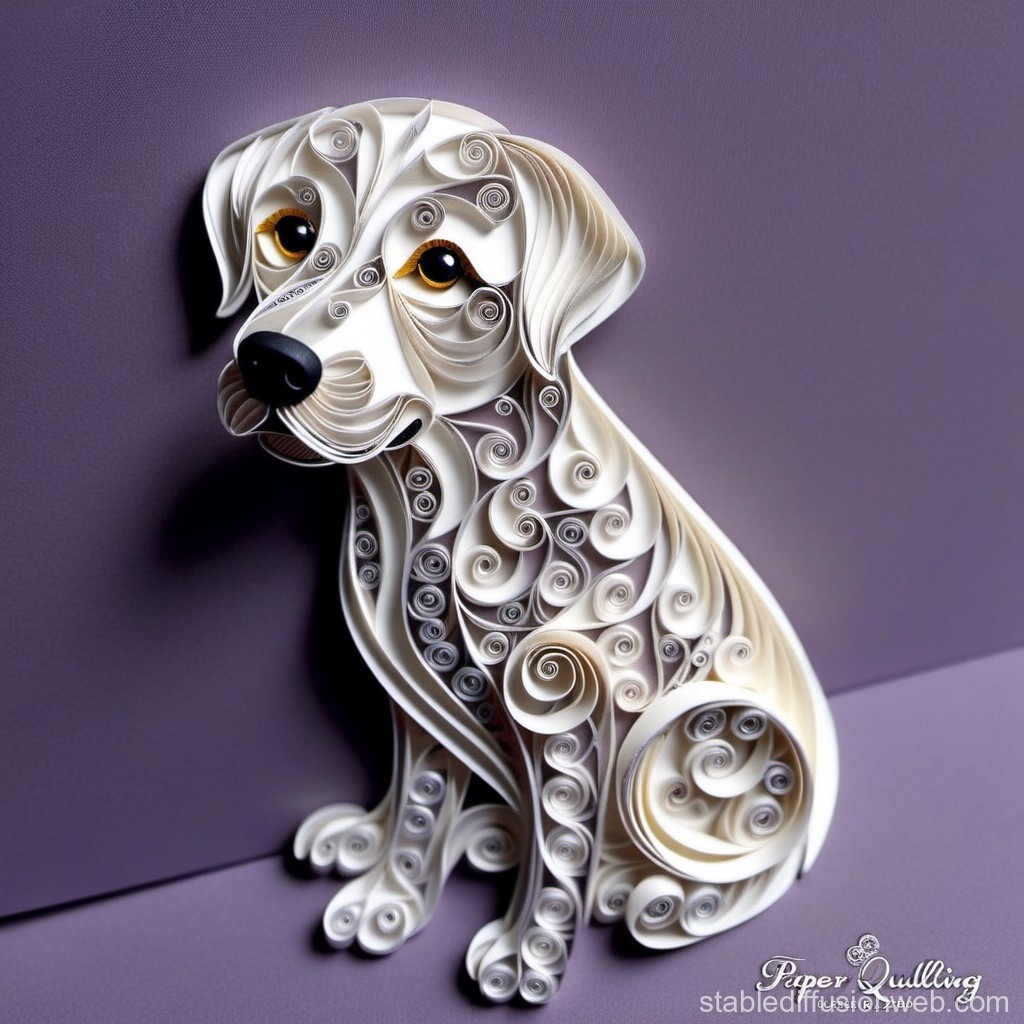 Intricate Paper Quilling Dog Sculpture