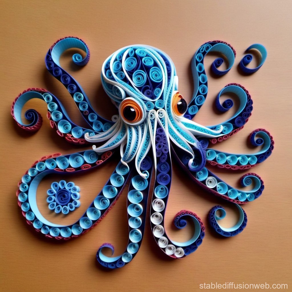 Intricate Paper Quilling Octopus Art
