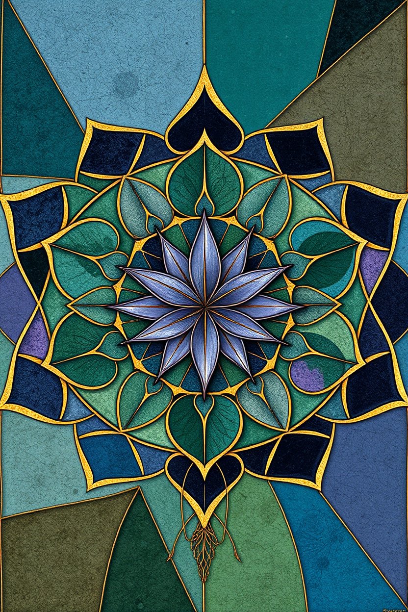 Intricate Stained Glass Mandala with Floral Motif