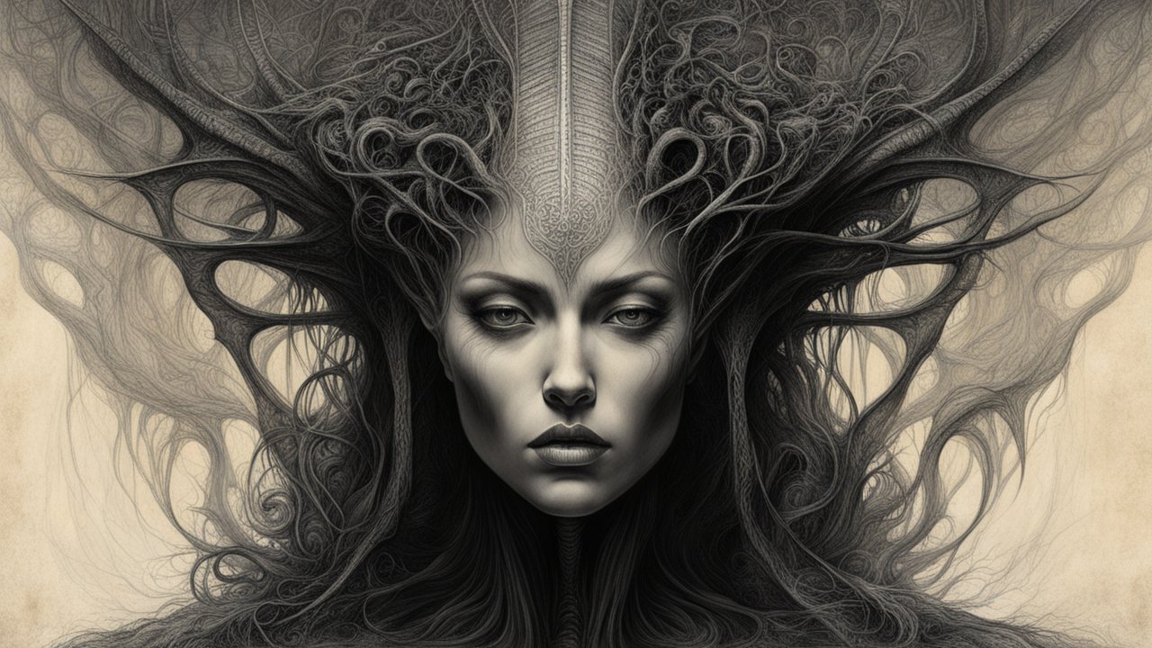 Intricate Surreal Portrait of a Female Figure