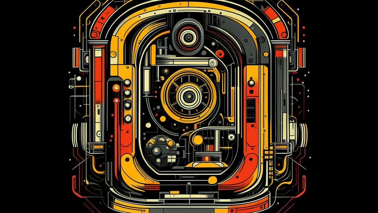 Intricate Vector Illustration of a Mechanical Machine