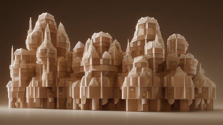 Intricate Wooden Architectural Model