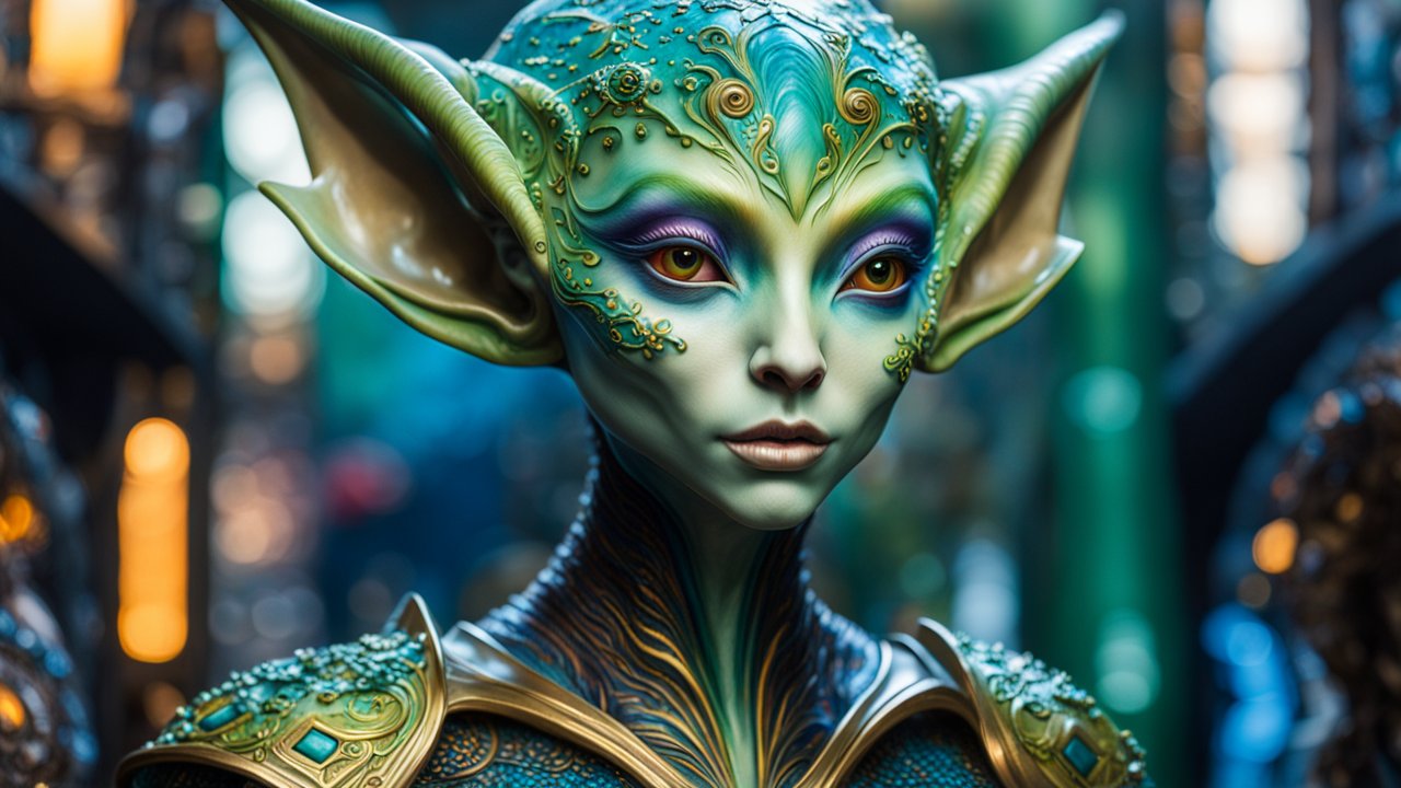 Intricately Detailed Alien Elf Portrait