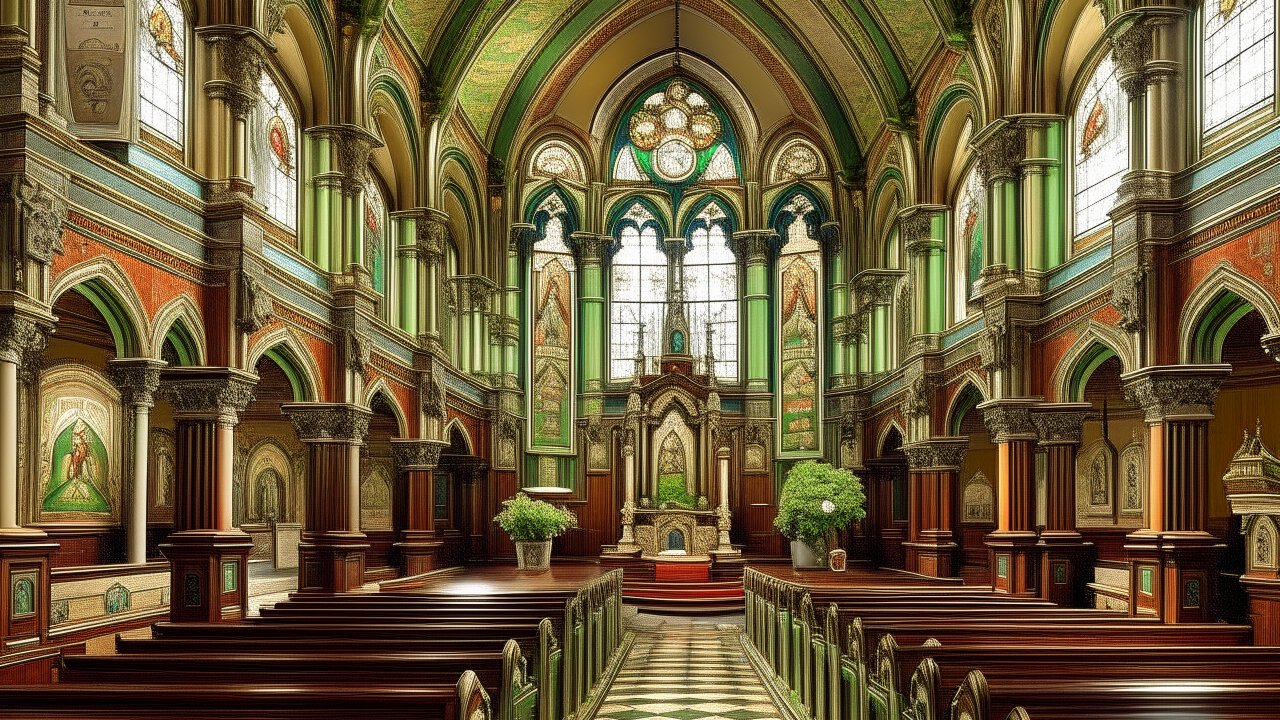 Intricately Detailed Gothic Cathedral Interior