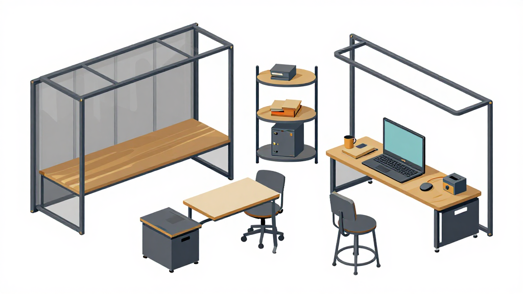 Isometric Industrial Office Furniture Set
