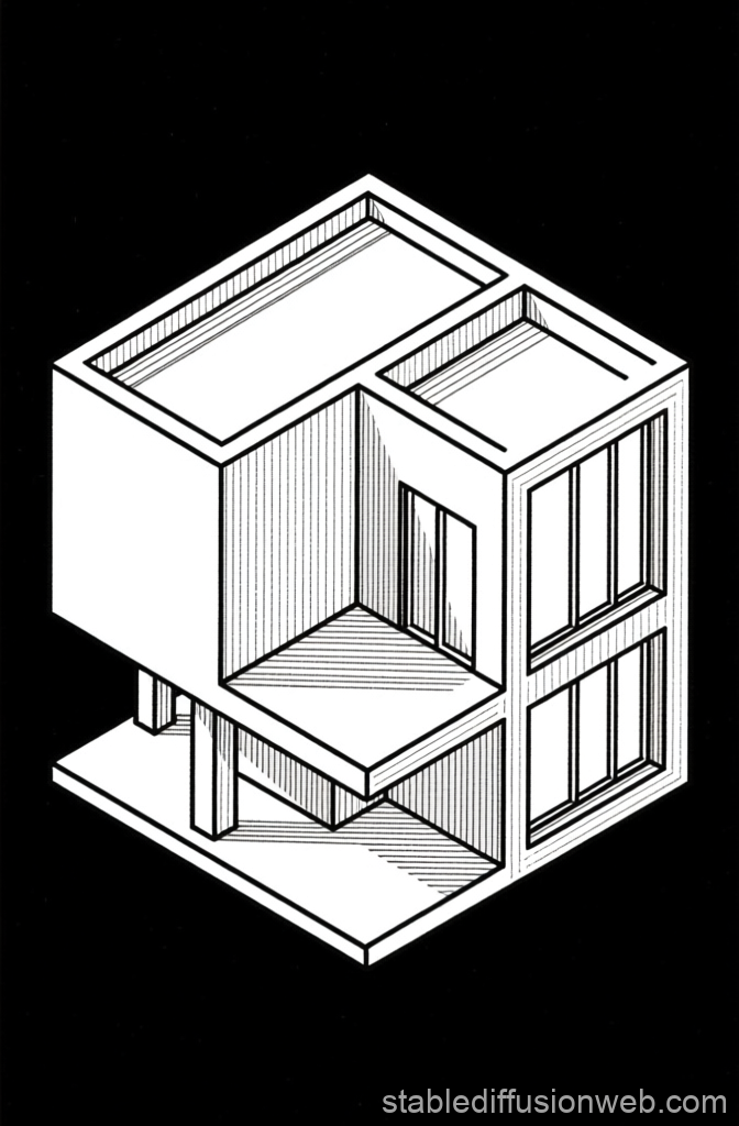 Isometric Modern Architecture Line Art