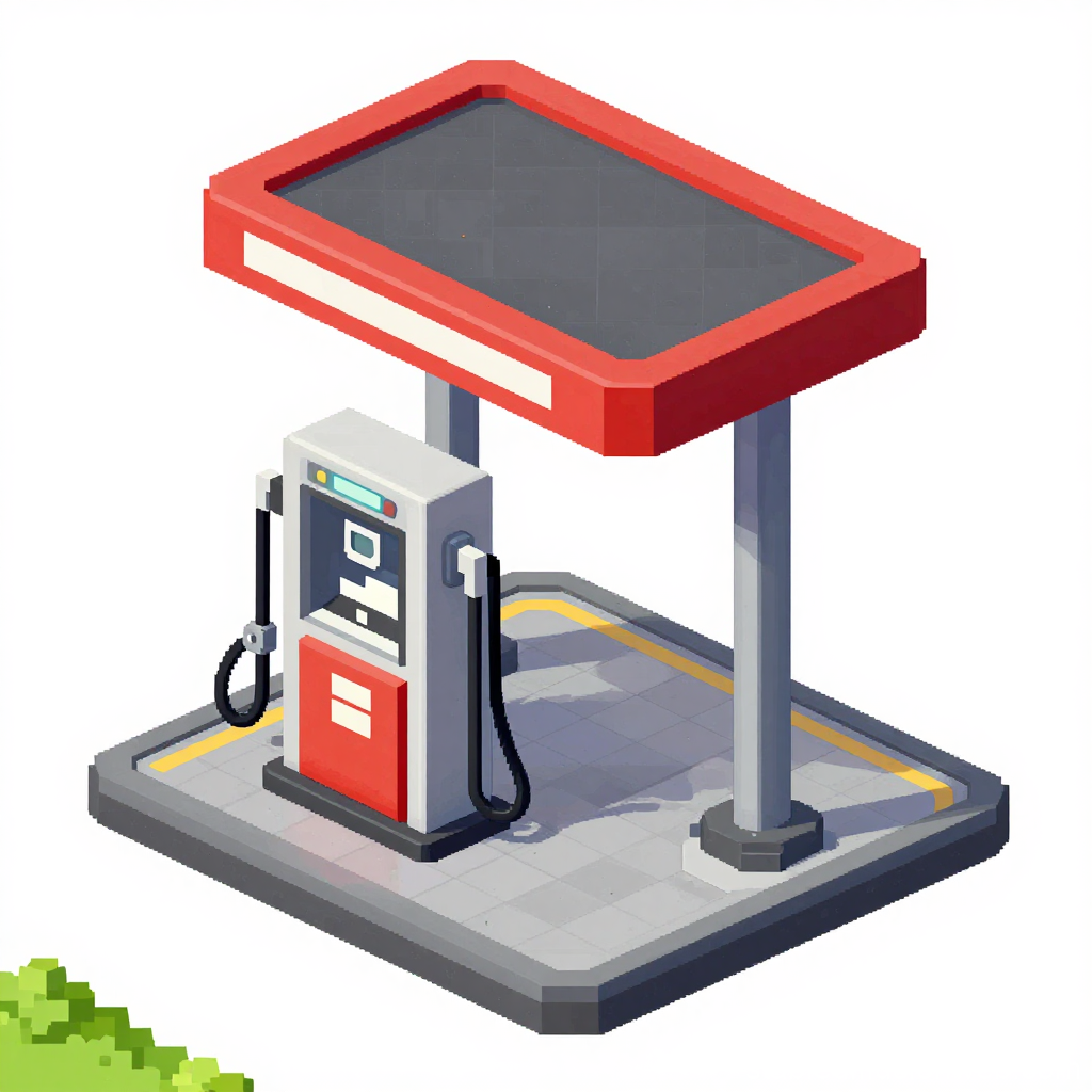 Isometric Pixel Art Gas Pump Station
