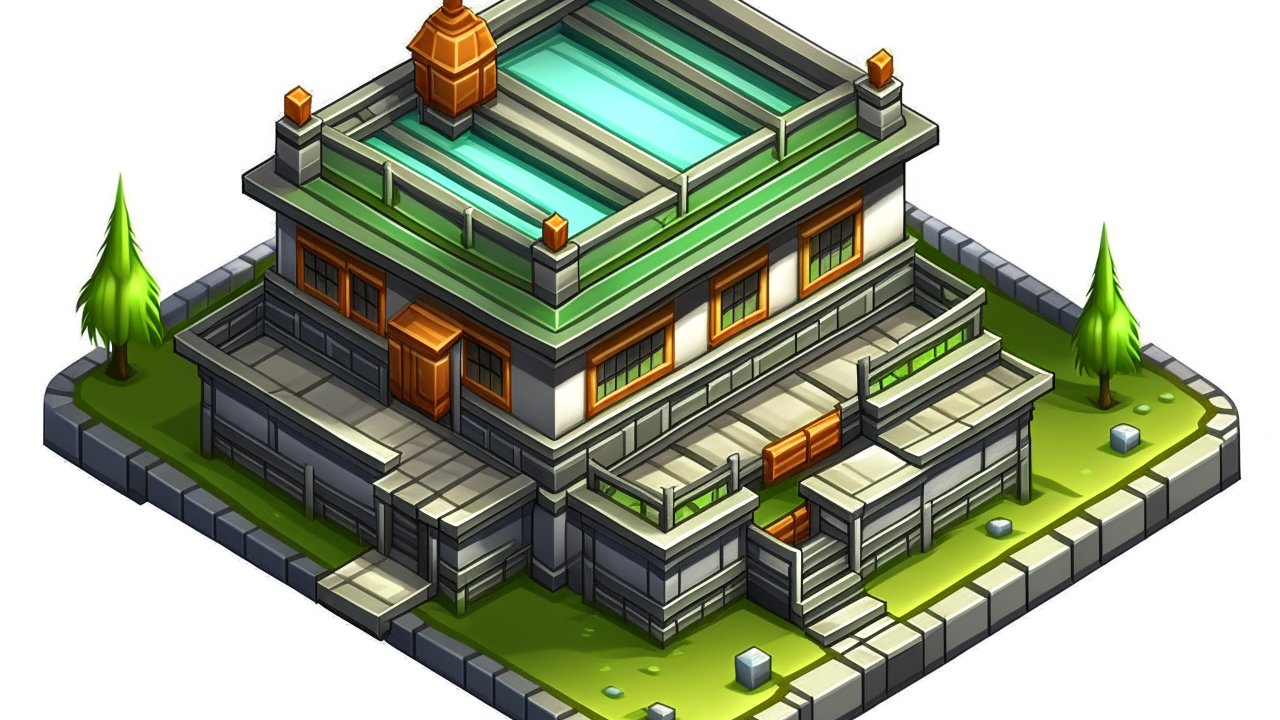 Isometric Stylized Modern House Illustration