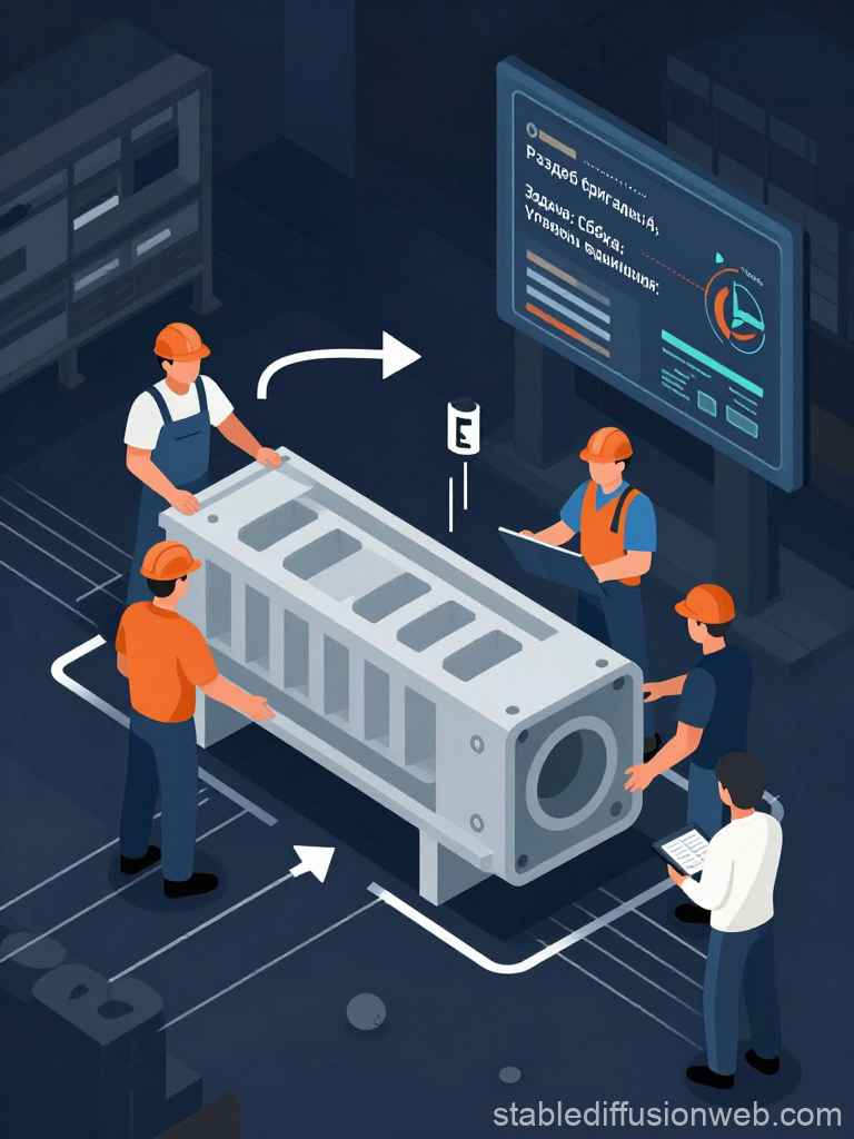 Isometric Team Assembly Workflow in Industrial Setting
