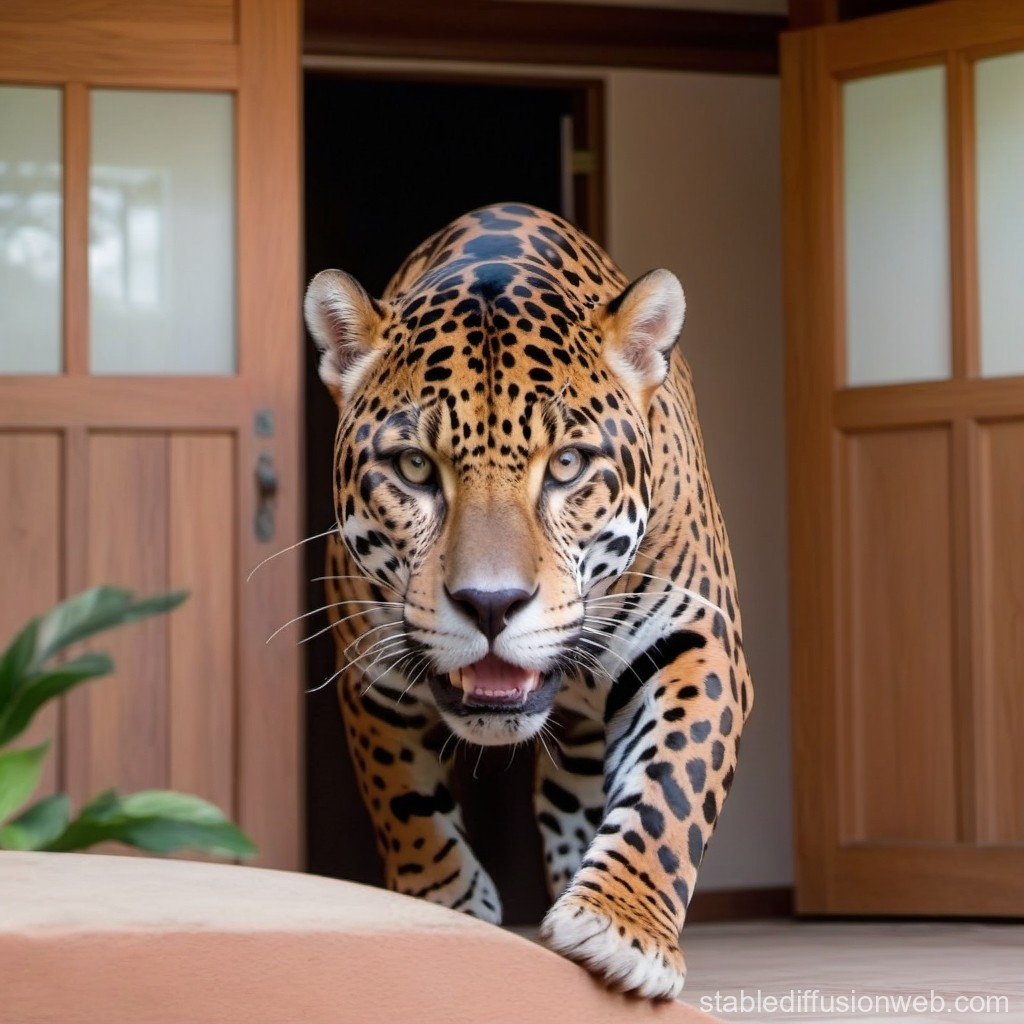 Jaguar Entering a Modern Home