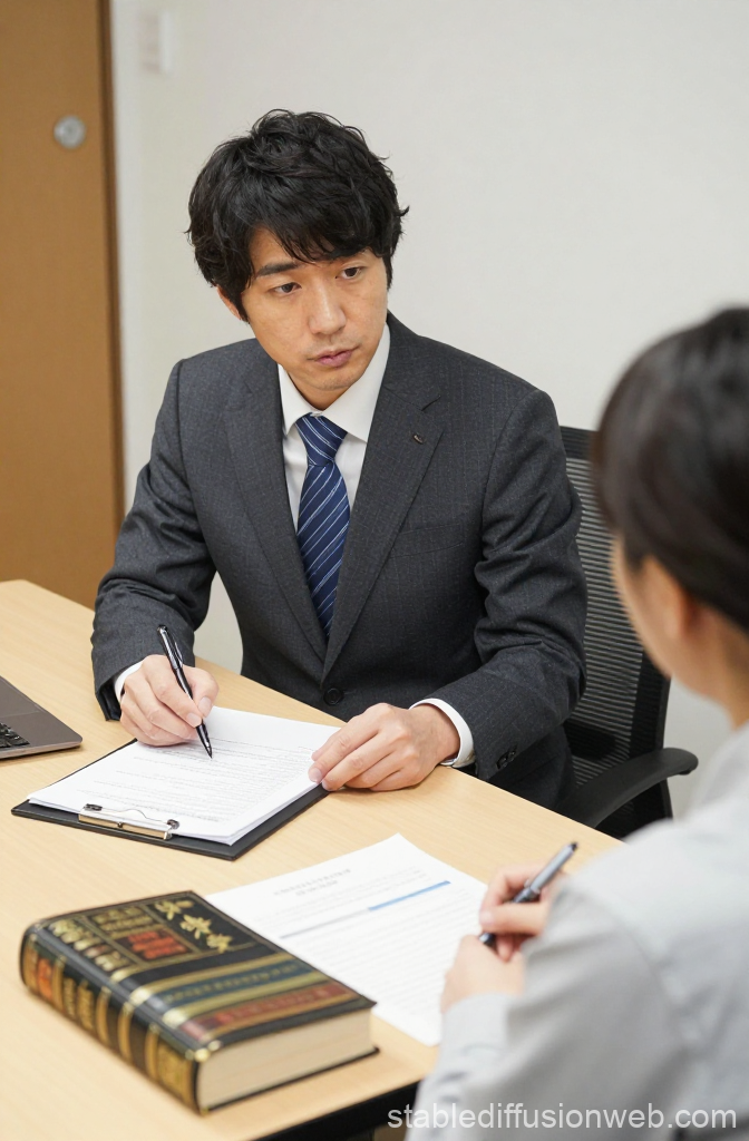 Japanese Business Advisor Consulting Client in Office