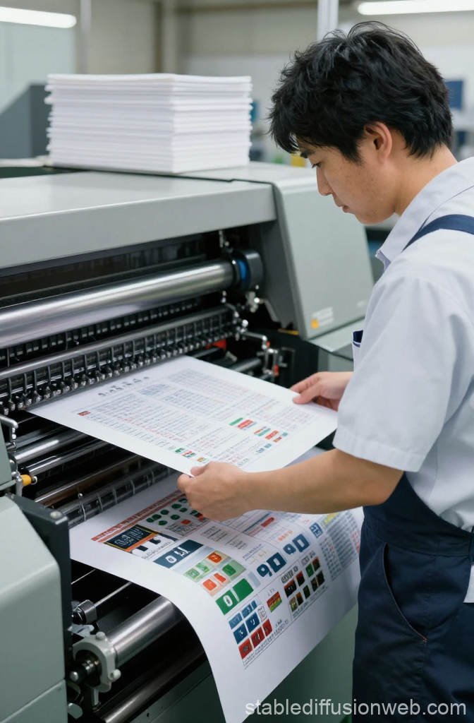 Japanese Printer Inspecting Offset Print Sheets