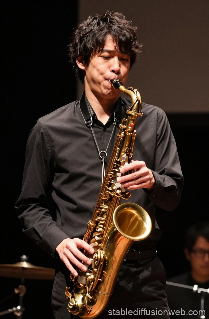 Japanese Saxophonist Performing Live on Stage