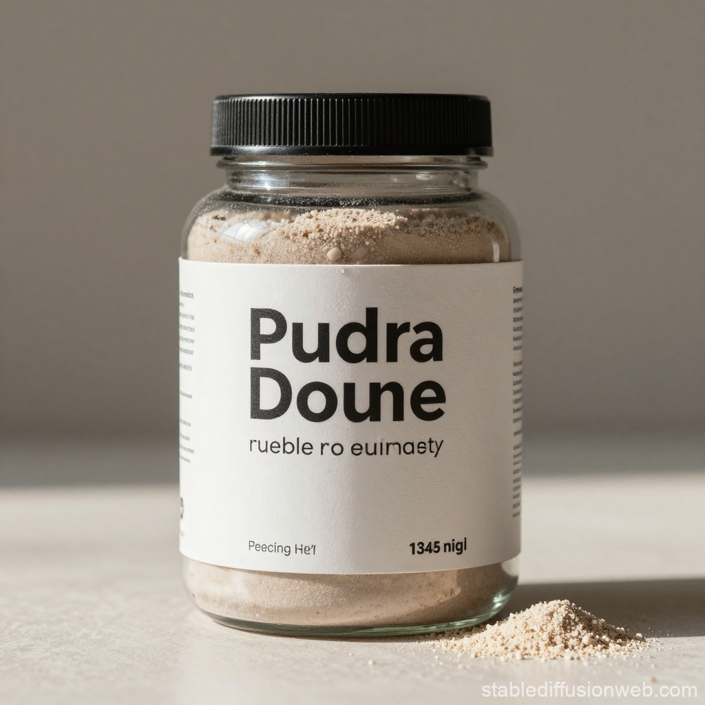 Jar of Powder Supplement with Minimalist Label