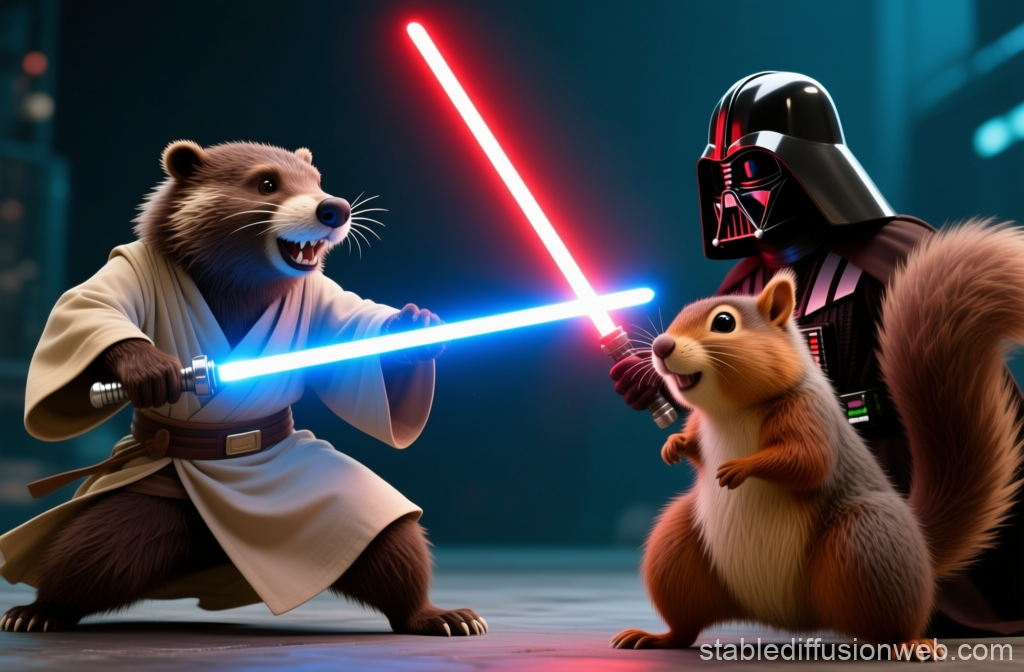 Jedi Beaver vs Darth Vader Squirrel Duel