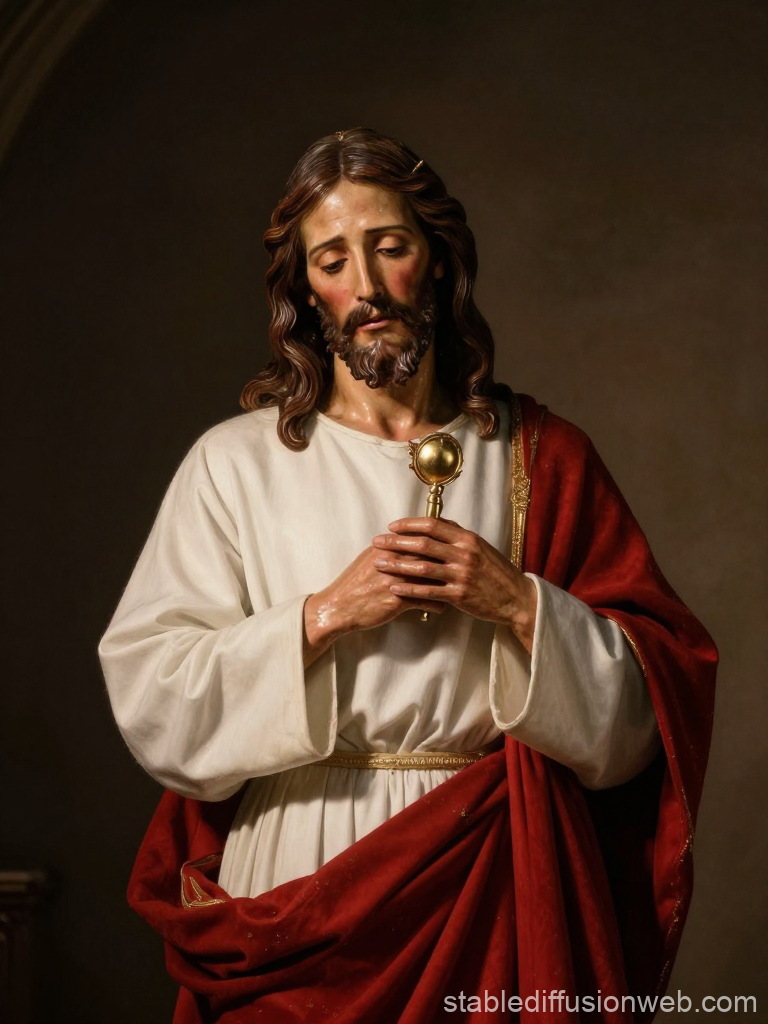 Jesus Holding the Holy Host in Reverence