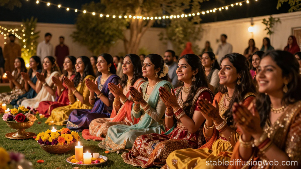 Joyful Mehndi Celebration with Women in Traditional Attire