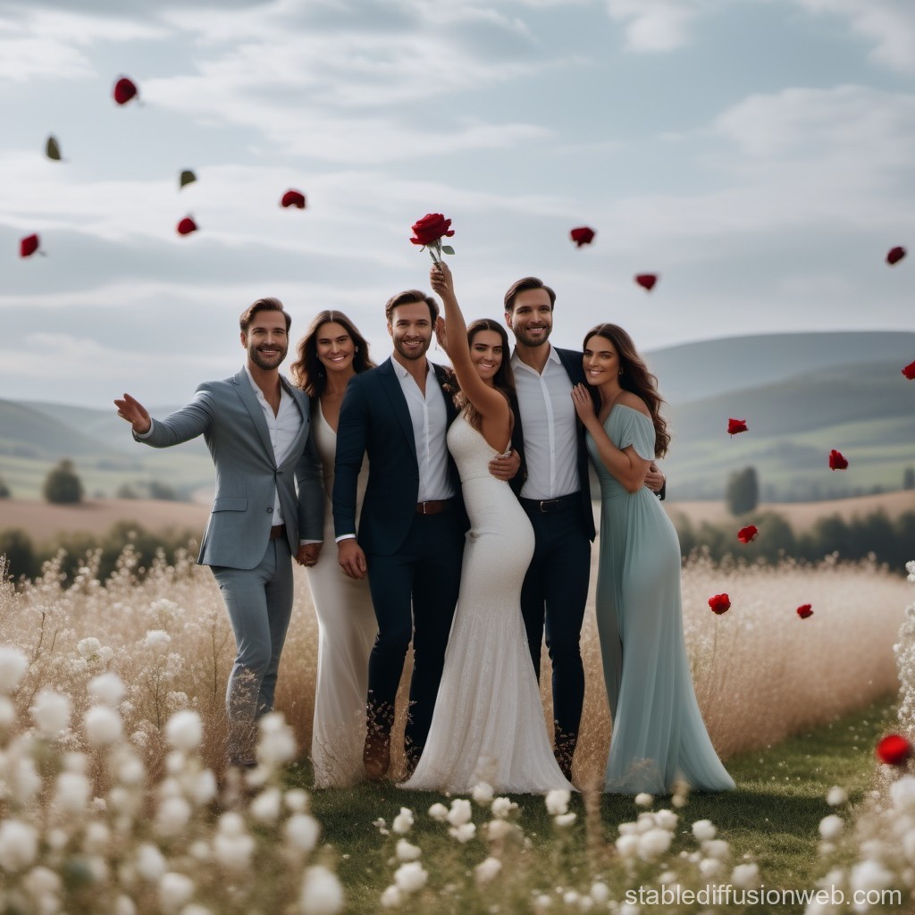 Joyful Wedding Celebration in a Scenic Meadow
