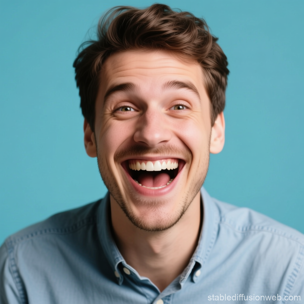 Joyful Young Man Laughing with Bright Smile
