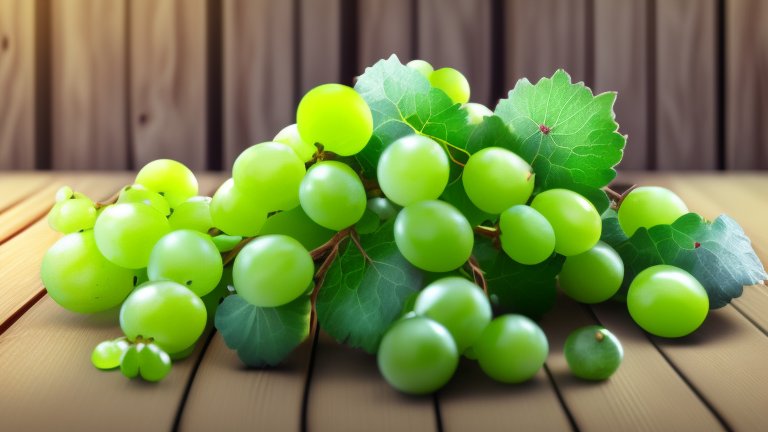 Juicy Green Grapes on Wooden Surface