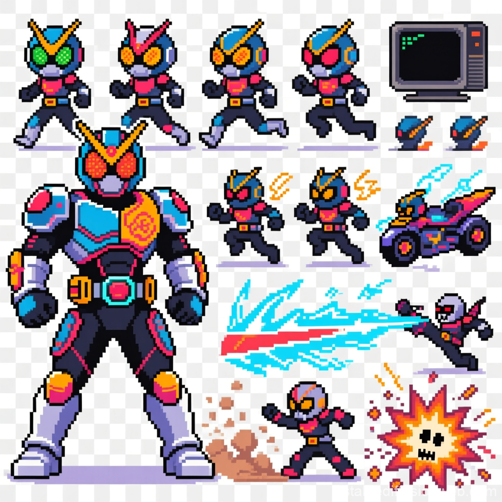 Kamen Rider Pixel Art Character Spritesheet