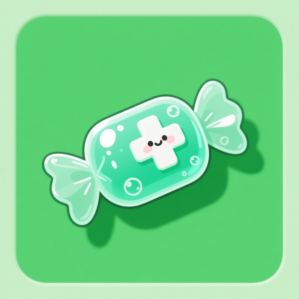 Kawaii Mint Lozenge Candy with Smiling Face