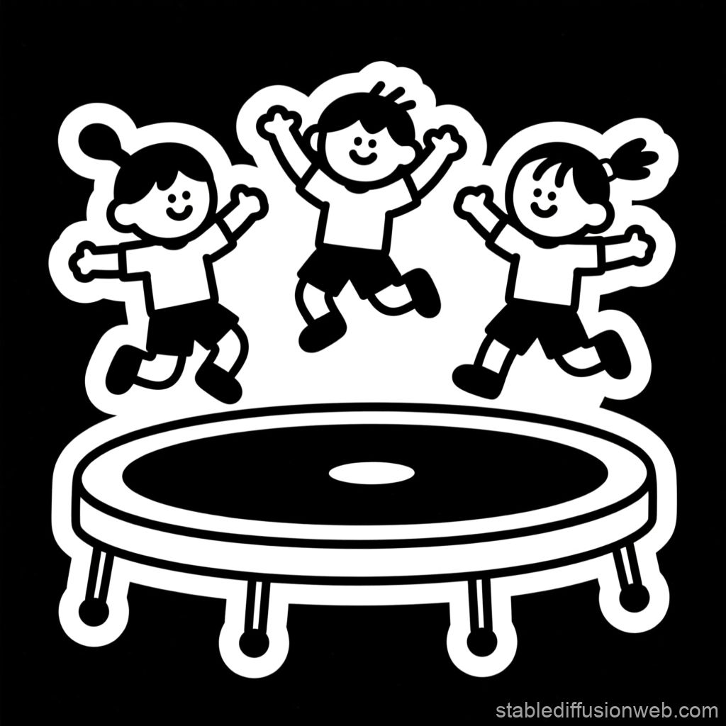 Kids Jumping on Trampoline Doodle