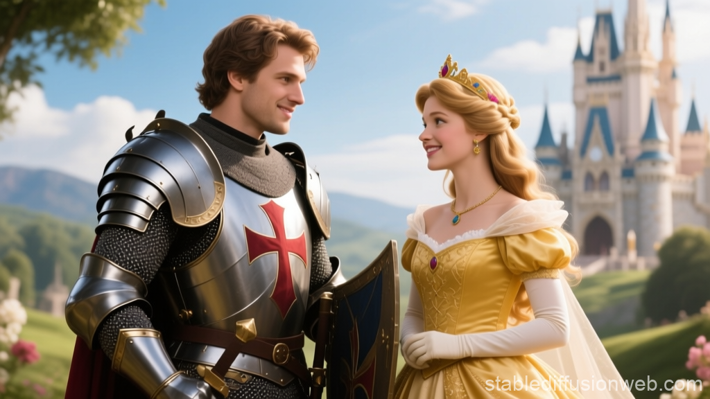 Knight and Princess in Front of a Castle