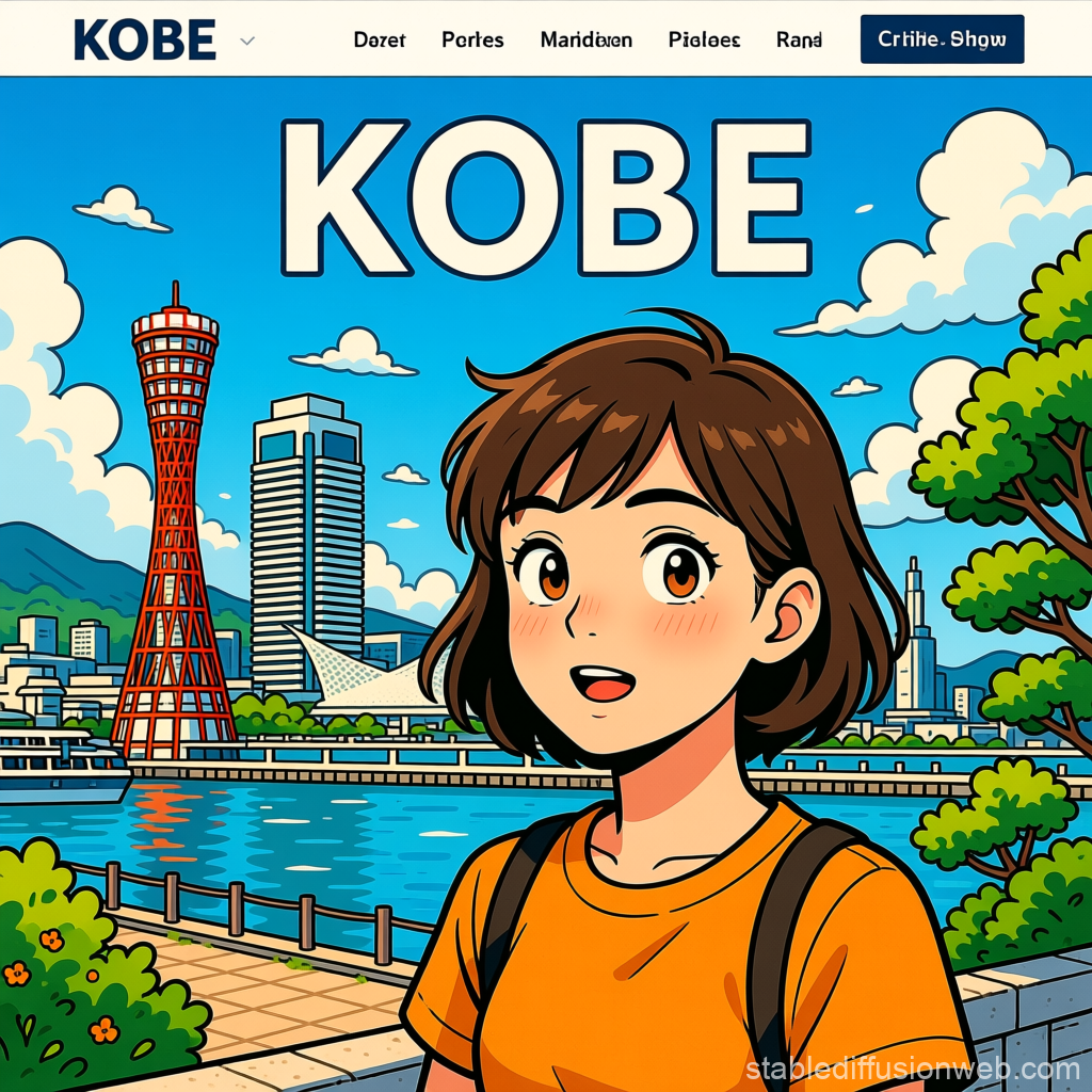Kobe Tourism Comic Style Illustration