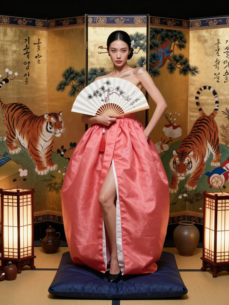 Korean Fashion Editorial with Traditional and Modern Fusion