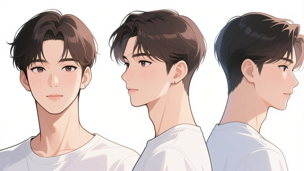 Korean Male Idol Character Portraits in Anime Style