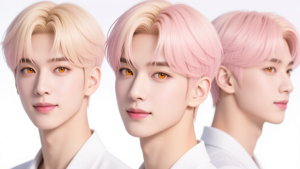 Korean Male Virtual Idol with Blonde and Pink Hair